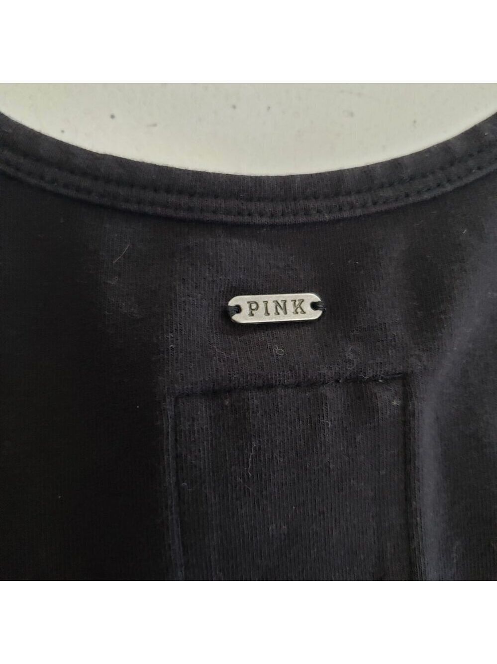 PINK Victoria’s Secret Y2K Bodycon Dress Black Zip Front Cotton Stretch L - Picture 12 of 15